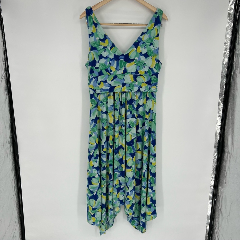 Pappagallo Becca Seafoam Multi Floral Caribbean Bloom Sleeveless Midi Dress M - Picture 8 of 16